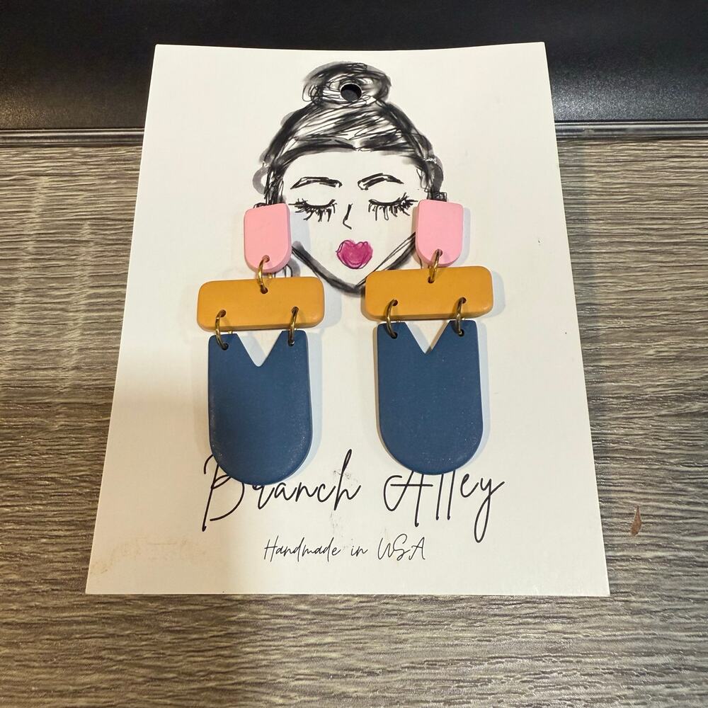 Branch Alley Colorblock Handmade Dangle Earrings NWT